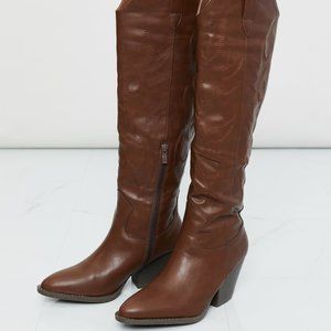 Chocolate Faux Leather Embroidered Cowboy Boots main image 0